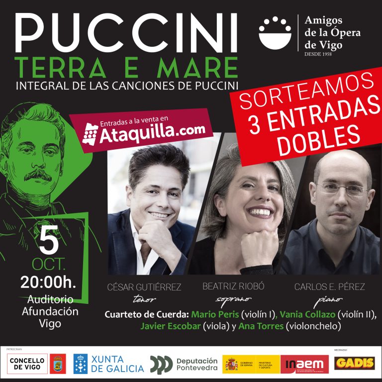 Sorteamos 3 entradas dobles para nuestro recital de Puccini «Terra e Mare»