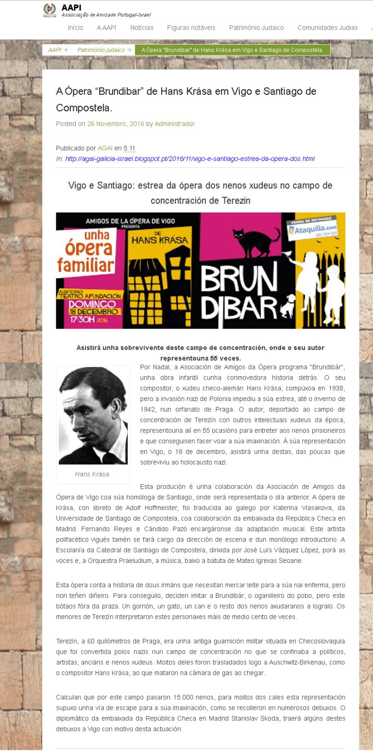 Brundibar en Associação de Amizade Portugal-Israel