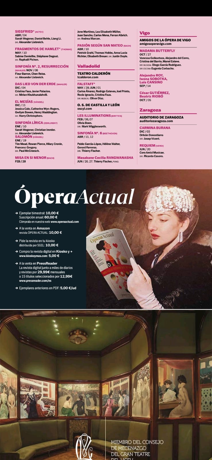 Ópera Actual. Programación
